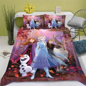 La Reine Des Neiges Parure De Lit, Elsa Parure De Lit, Pour Adolescents, En Microfibre, Impression D, Housse De Couette Et Taie D'oreiller An - Neuf