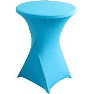 Sjzg-Stretch Nappe Housse Lavable Nappe Mange Debout Ronde Protection Pour Bar Table De Banquet De Mariage Table Cocktail Haute De Bistro (Lac Bleu, Diam&egrave;tre 80-85 Cm) - Neuf