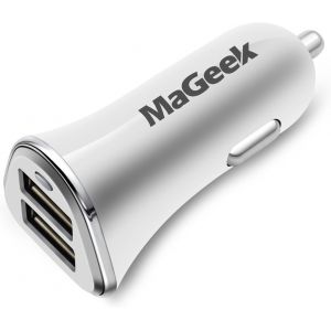 4.8a/24w 2-Port Chargeur De Voiture Avec Unicharge Technology Pour Iphone 7/7 Plus,6/6 Plus,Ipad Air 2/Mini 3,Samsung Galaxy S6/S6 Edge Et Gps (Blanc) - Neuf
