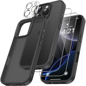 Kal-4 En 1 Coque Pour Iphone 16 Pro Max Avec 2 Verre Trempé Et 1 Caméra Protecteur, [Coussin D'air Intégré] Antichoc Antirayures Protection Housse Pour Iphone 16 Pro Max 6.9"", Noir - Neuf