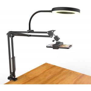 Support de caméra aérien avec Anneau Lumineux, Support de Bras de téléphone articulé Flexible Compatible avec iPhone, Webcam Logitech, trépied de Bureau pour Youtube Live Stream Video Recording - Neuf