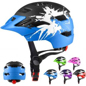 Subzonal-Casque De V&eacute;lo L&eacute;ger Pour Enfants, Gar&ccedil;ons Et Filles De 4 &Agrave; 15 Ans, Enfants Casque De V&eacute;lo De Montagne Avec Feu Arri&egrave;re, Cadran R&eacute;glable, Visi&egrave;re Amovible (48-56 Cm) - Neuf