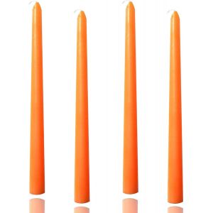 KALANKA-Lot de 4 bougies coniques orange de 25,4 cm - Hauts bougeoirs pour dîner à la maison, fête, mariage, Halloween, Noël (25,1 cm, orange) - Neuf