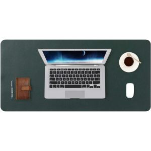 DDA-sous-Main Bureau, Tapis de Bureau, Tapis de Clavier et Souris, Tapis de Portable, Pad Écriture, Mouse Pad, pour Bureau/Maison/Gaming, PU Étanche + Suède Antidérapant 70 x 35cm (Vert Foncé) - Neuf