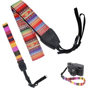 2 Pièces Sangle Appareil Photo,Accessoires Appareil Photo,Courroie Appareil Photo,Dragonne Appareil Photo,Convient Aux Appareils Photo Reflex Ou Micro-Single,Rayures Colorées - Neuf