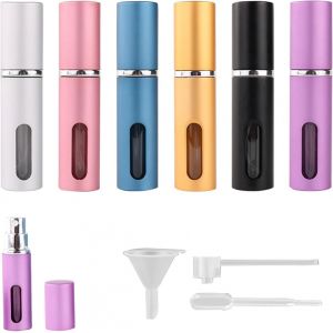 Vaporisateur Parfum, 6pcs 5ml Flacon Parfum Vide, Vaporisateur De Sac Rechargeable, Extracteur De Parfum, Vaporisateur Parfum Voyage Avec Entonnoir, Compte - Gouttes - Neuf