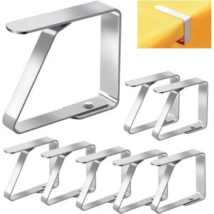 ChenQuanSarl-8 Pcs Pince Nappe Exterieur, Pince Pour Nappe De Table Inoxydable Anti-Glissant, Attache Nappe Réglable 7 X 8 Cm, Accroche Nappe Table Grande Epaisse Pour Jardin Cuisine Bureau Restauran - Neuf