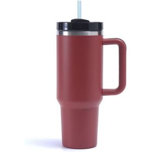 40oz (1180 Ml) Mug Isotherme Gobelet De Voyage 304 Acier Inoxydable Café Tasse Avec Poignée & Paille Sans Bpa Double Isolée Chaud Et Froid Beige - Neuf