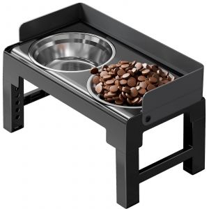 Gamelles Surelevees Pour Chien, Mangeoire Surelevee Avec 2 Gamelles En Acier Inoxydable Et 1 Deflecteur Amovible - Neuf