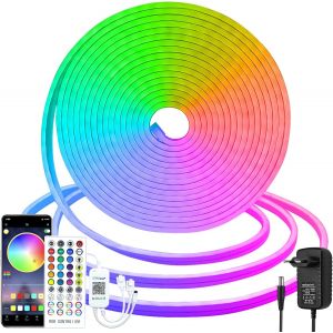 Bande N&eacute;on Led Rvb10m 24 V Smart Color Changing Neon Application Avec T&eacute;l&eacute;commande Silicone Diy Haute Luminosit&eacute; Synchronisation De La Musique Ultra Flexible Pour Chambre &Agrave; Coucher D&eacute;coration - Neuf