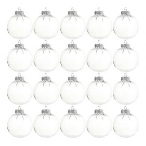 20 Pi&egrave;ces De Bricolage En Plastique Transparent &Agrave; Remplir Ornement De No&euml;l Avec Des Boules Amovibles En M&eacute;tal Argent&eacute; De La Pac Pour Chri F1202 - Neuf