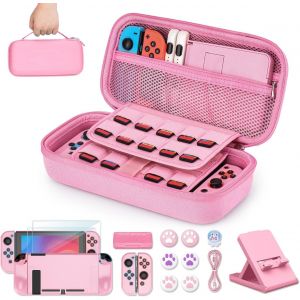 KAL-Pack D'Accessoires Switch, Kit D'Accessoires 16 En 1 Comprenant Un Etui De Transport Switch, Etui De Protection Pour Console Et J-Con, Une Protection D`Ecran, Un Etui De Jeu Switch - Neuf