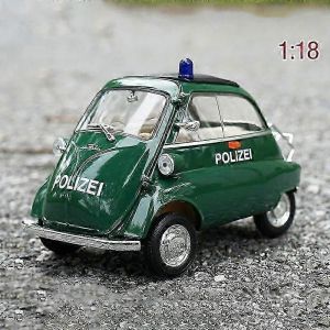 1:18 Isetta Toy Alloy Car Diecasts Toy Vehicles Car Model Miniature Scale Model Car Toys For Children-Voiture de police verte - Neuf