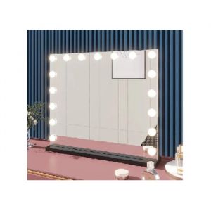 Miroir de Maquillage Hollywood 80 x 60 cm COSTWAY avec 3 Couleurs de Lumi&egrave;re, Miroir &Eacute;clair&eacute; de Table et Mural, Contr&ocirc;le Tactile - Neuf