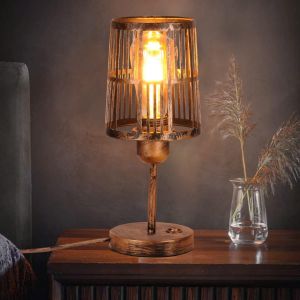 Subzonal-E27 Lampe De Table Lampe &Agrave; Cage En M&eacute;tal Table Led Bureau Chevet Chambre Llecture Rustique Industrielle Vintage Nterieur De Nuit Led D&eacute;corative - Neuf