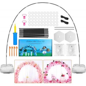 MEVRONISSHOP-OBOVO Kit d'arche de ballons r&eacute;utilisable, 3 m de support r&eacute;glable avec base &agrave; remplir d'eau et b&acirc;tons en fibre durable pour mariage, remise de dipl&ocirc;me et anniversaire, d&eacute;corations de No - Neuf