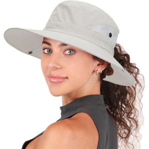 Chapeau De Soleil D'été Pour Femme-Chapeau De Plage À Large Bord-Protection Uv-Chapeau Pliable En Maille Avec Trou Pour Queue De Cheval - Neuf