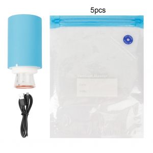 Hjlian Mini Pompe A Vide Domestique Pour La Conservation Des Aliments, Chargement Usb (Bleu) - Neuf