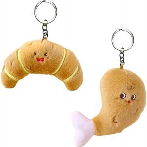KAL-Lot De 2 Porte-Cl&eacute;s Croissant, Doudou Croissant, Mat&eacute;riaux De Qualit&eacute; Sup&eacute;rieure, Id&eacute;al Pour Trousseau De Cl&eacute;s, Sac Ou Sac &Agrave; Dos, Design Mignon Pour Tous Les &Acirc;ges, Marron, M - Neuf