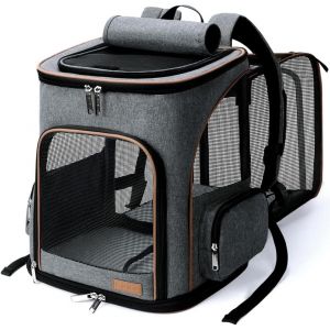 Sac &Agrave; Dos, Extensible, Pour Chat Et Chiens, Grand, Pour Le Transport Des Animaux De Compagnie, Gris - Neuf