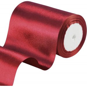 Sjzg-Ruban Satin Rouge Fonc&eacute; 10cm De Large,23m Ruban Cadeau,Ruban Couture Pour Gros Noeud Cadeau,Ruban Satin Soie Pour D&eacute;coration Mariage,L'artisanat D&eacute;coration Maison,F&ecirc;te G&acirc;teau,Emballage G&acirc;teau - Neuf