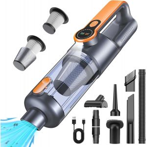 NouvelHorizonstore-Aspirateur &agrave; Main, 26000Pa Aspirateur sans Fil Puissant, D&eacute;poussi&eacute;rage par Simple Pression, Moteur sans Balais, Fonction 4-en-1 Mini Aspirateur Voiture avec &eacute;cran HD et Lumi&egrave;re LED - Neuf