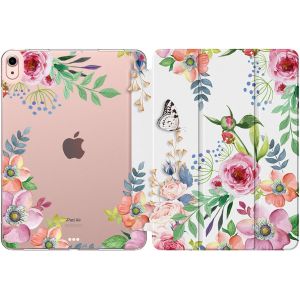 LORANKA-Coque pour iPad Air 11 Pouces 7e/6e G&eacute;n&eacute;ration M3/M2 2025/2024, iPad Air 5e/4e G&eacute;n 10,9"" 2022/2020, Coque Arri&egrave;re Translucide Givr&eacute;e TPU, Auto R&eacute;veil/Sommeil, Fleur Parfum&eacute;e - Neuf