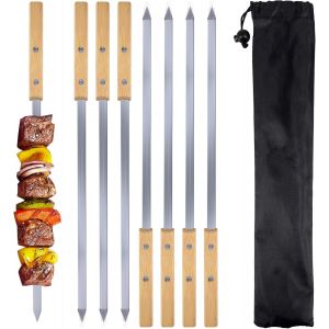 Ulteronixshop-8 Pi&egrave;ces Brochettes pour Barbecue, Grande Pique Pic Brochette Inox, 42cm Brochettes en M&eacute;tal Plat, R&eacute;utilisable Accessoire Barbecue pour Barbecue Parties - Neuf
