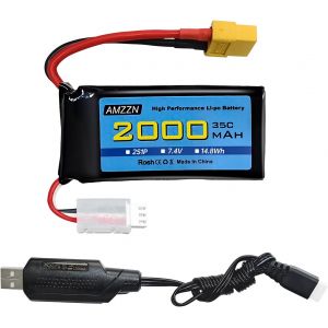 Kyaoayo-7.4v 2000mah 35c 2s Lipo Fiche Xt60 Avec Câble De Charge Usb Pour Voiture Rc, Camions, Navires Télécommandés, Drones Rc, Quadcopter, Drones Fpv-Amzzn - Neuf