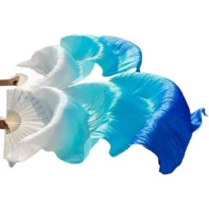 Pour Les Fans De La Robe De Soie De Danse Du Ventre, 1 Paire (Gauche + Oite) De La Longue Robe De Fan De Soie De Bambou De Soie, 1.5m Pour Les Fans De Soie De Danse Du Ventre (Bleu[Ven750931] - Neuf