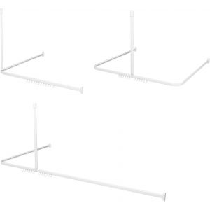 KAL-Easy Roll, Barre De Douche Angle Universelle, Tringle Douche Angle, Longueur Adaptable, Plusieurs Combinaisons En L Ou U, A Percer, Fixations Et Support De Plafond Inclus, Blanc - Neuf