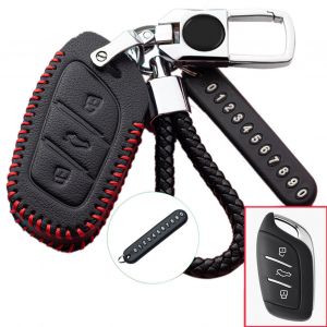 Etui pour cle de voiture, boucles brillantes, texture transparente delicate, housse de protection pour cle pour femme, ligne noire et rouge - Neuf