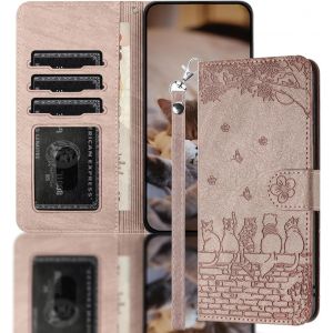 Kal-Pochette Pour Huawei P30 Pro(6.47") Coque Telephone Portable Aimantée Integrale Protection Coque Antichoc Pour Huawei P30 Pro(6.47") Portefeuille Porte Carte Cordon Chat Clôture Violet - Neuf