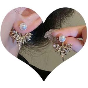 Kal-Boucles D'oreilles Boh&egrave;me En Cristal Avec Aile De Perle Boucles D'oreilles En Perles Cz Or Boucles D'oreilles En Perles Pav&eacute;es Boucles D'oreilles En Strass Avec Aile D'ange Bijoux Pour - Neuf