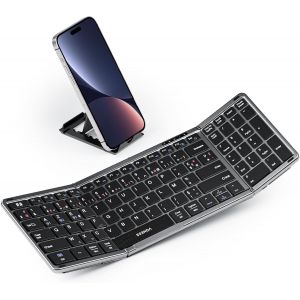 ChenQuanSarl-Clavier Bluetooth Pliable-Mini Portable Clavier Sans Fil Avec Pavé Numérique,Azerty,Rechargeable,Pleine-Taille,Pour Windows Ios Android Tablette Ipad-Noir - Neuf