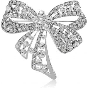 Kjdal-Broche Pour Femme-Strass-Avec Grand Noeud-Paillettes-Pour Femme-Pour F&ecirc;te,Banquet,&Eacute;charpe D&eacute;cor&eacute;e-V&ecirc;tement Fantaisie-Manteau-Accessoire De Bijoux-Cadeaux,M&eacute;tal - Neuf