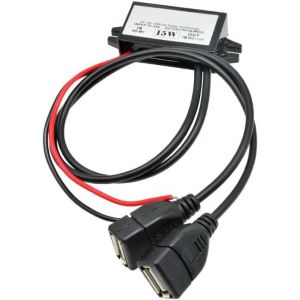 Adaptateur Secteur 12V Vers Usb,Dc Convertisseur De Tension 12V À 5V Buck Module De Conversion Étanche Regulateur De Tension 3A 15W Dc Vers Dc (Double Usb)[Z3285] - Neuf