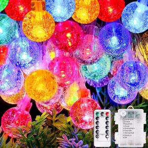 Cheng-Guirlande Lumineuse Globe, 10m 100 Leds Guirlande Lumineuse À Pile Avec Télécommande, 8 Modes D`Éclairage Pour Intérieur/Extérieur, Pour Noël, Jardin, Cour, Mariage, Fête (Coloré) - Neuf
