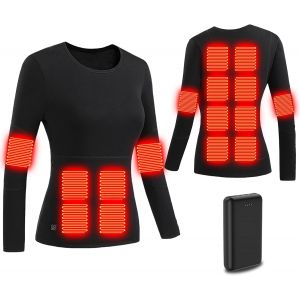Jexnovashop-Sous V&ecirc;tements Chauffant Hommes Femme, Sous Pull Chauffant Usb &Agrave; Manches Longues, Avec Batterie, 16 Zones, Haut De Sous-V&ecirc;tements Thermiques De Ski &Agrave; Piles - Neuf