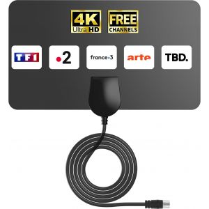 Antenne TV Int&eacute;rieure HD pour TNT Installation Facile, R&eacute;ception Num&eacute;rique Ultra-Stable pour Cha&icirc;nes Locales & Nationales, Compatible Smart TV & T&eacute;l&eacute;viseurs HD, Design Compact et Technologie Avanc&eacute;e - Neuf