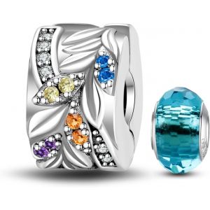 Eryi-925 En Argent Sterling Stopper Spacer Bead Charme Pour Femme Clip Charms Perles Compatible Avec Le Bracelet Pandora (With One Space Bead) - Neuf