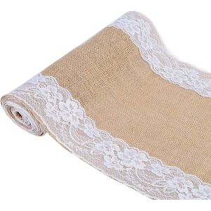 Chemin de Table en dentelle de toile de jute, 1 pièce, 30 x 275 cm, pour la décoration de mariage et la célébration - Neuf