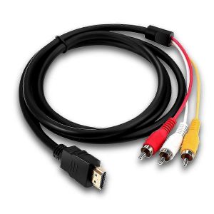 Cable HDMI vers RCA, cable de conversion HDMI vers 3 RCA 1080p pour decodeur, adaptateur audio video rouge, jaune et blanc pour TV, HDTV et DVD - 1,5 m - Neuf