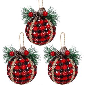 Facile &agrave; Accrocher Boule D&eacute;corative pour l'Arbre de No&euml;l de saint-Valentin D&eacute;cor, &Eacute;paisse Robuste et D&eacute;licat, de Couleur vive Buffalo Carreaux - Neuf