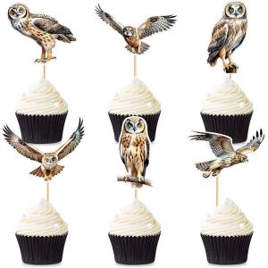 Lot de 30 d&eacute;corations de cupcake hibou,jungle,safari,animaux,d&eacute;coration de g&acirc;teau,pour f&ecirc;te pr&eacute;natale,anniversaire d'enfant,f&ecirc;te - Neuf