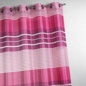 Voilage Fantaisie &Agrave; Rayures Horizontales Rose Blush 140x240 Cm - Neuf
