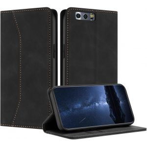 KALANKA-Coque Compatible avec pour Huawei Honor 9, Etui Protection pour Huawei Honor 9, Housse Premium en Cuir PU Portefeuille Rabat Clapet Case, Pochette Flip Magn&eacute;tique &Eacute;tui Case Coque Cuir (Noir) - Neuf