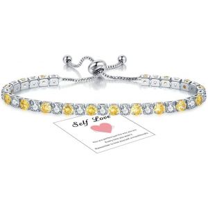 Eryi-Bracelet Argent Tennis Flash 5a Zircon Cristal Bracelet Réglable Bracelet Avec Carte Cadeau Pour Amis Mère Femme - Neuf