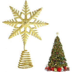 Étoile De Sapin De Noël, Étoile De Cime De Sapin, Décoration De Sapin De Noël, Étoile Lumineuse Pour Sapin De Noël Intérieur Et Extérieur (Doré) - Neuf