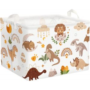 MDY-Paniers Rangement Dinosaure Tropical de Bohème Rectangulaire Boîtes de Rangement Cubique Brun pour la Chambre des Enfants, 40x30x30 cm - Neuf